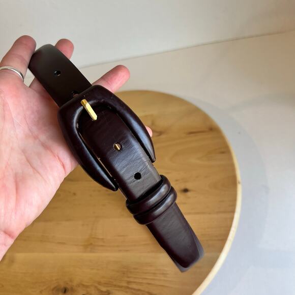 Eddie Bauer 90s Vintage Burgundy Genuine Leather Belt Size Small - Picture 11 of 12